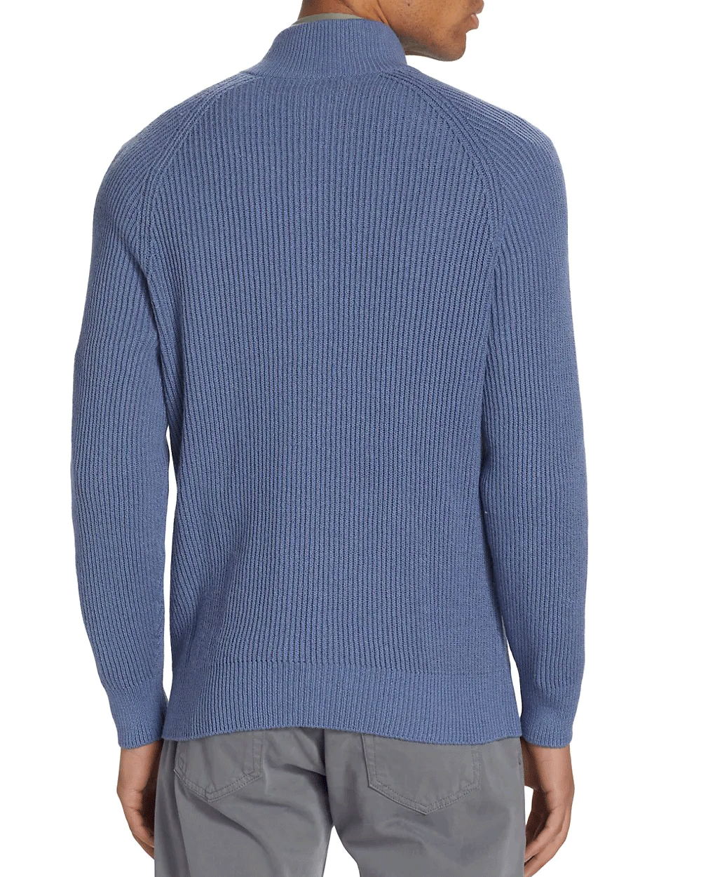 Oxford Blue Ribbed Full Zip Sweater