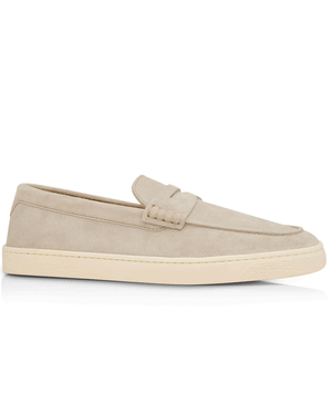 Suede Penny Loafer in Beige