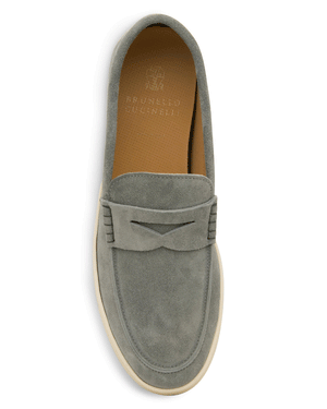 Suede Penny Loafer in Lapis