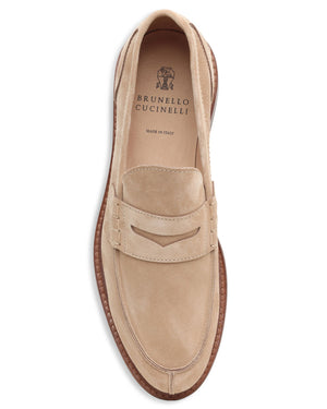 Suede Penny Loafer in Tobacco