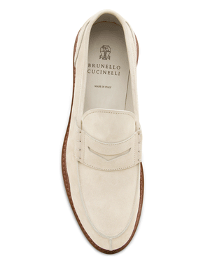 Suede Penny Loafer in White