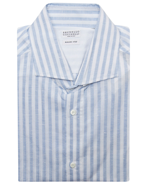 White and Blue Striped Sportshirt