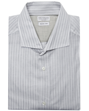 White and Grey Striped Sportshirt