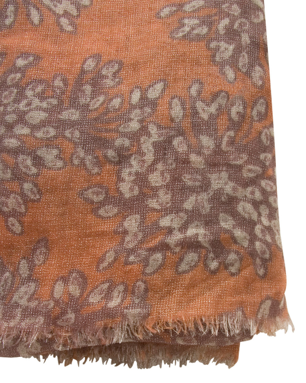 Arancio Floral Print Cashmere Silk Lurex Scarf