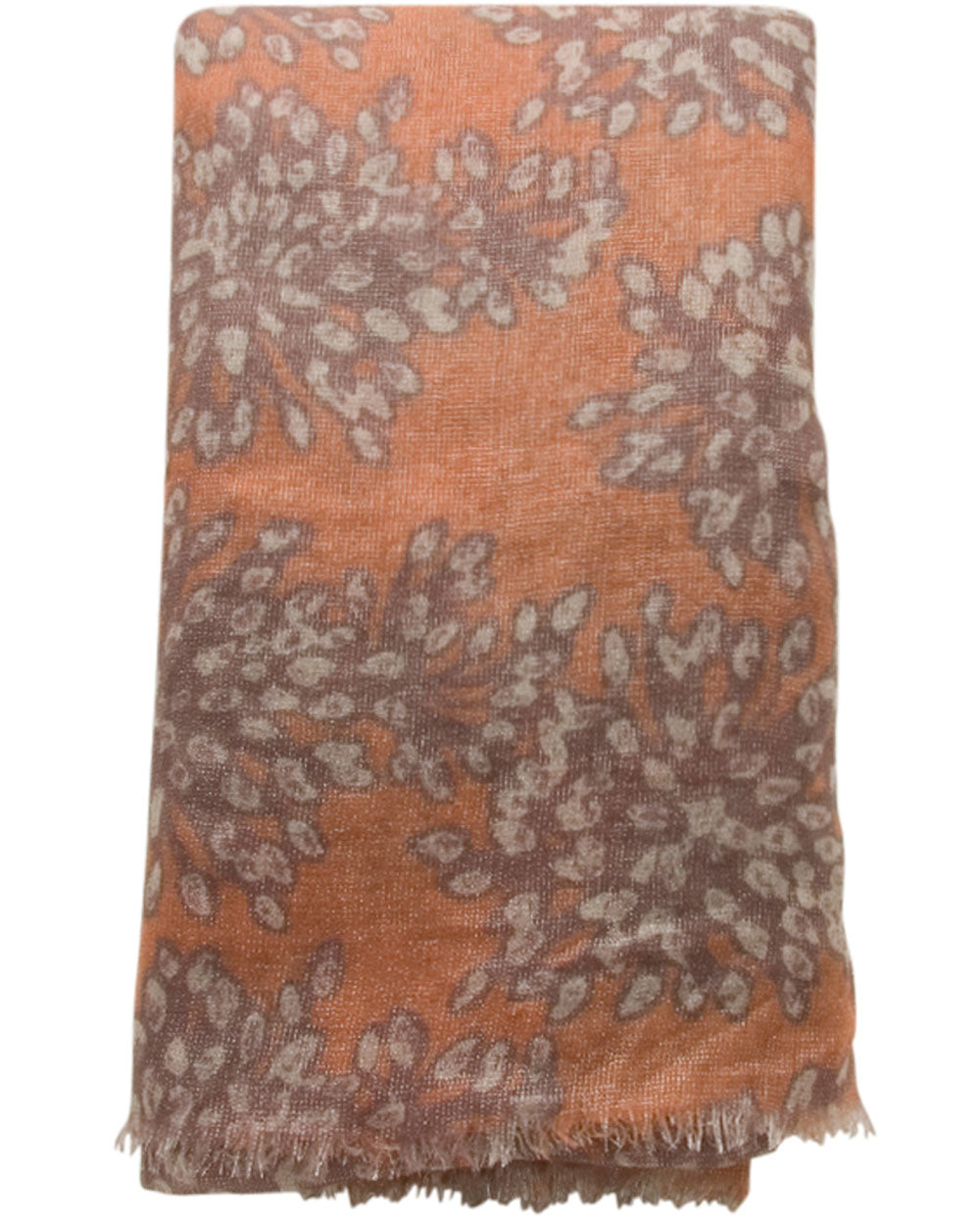 Arancio Floral Print Cashmere Silk Lurex Scarf