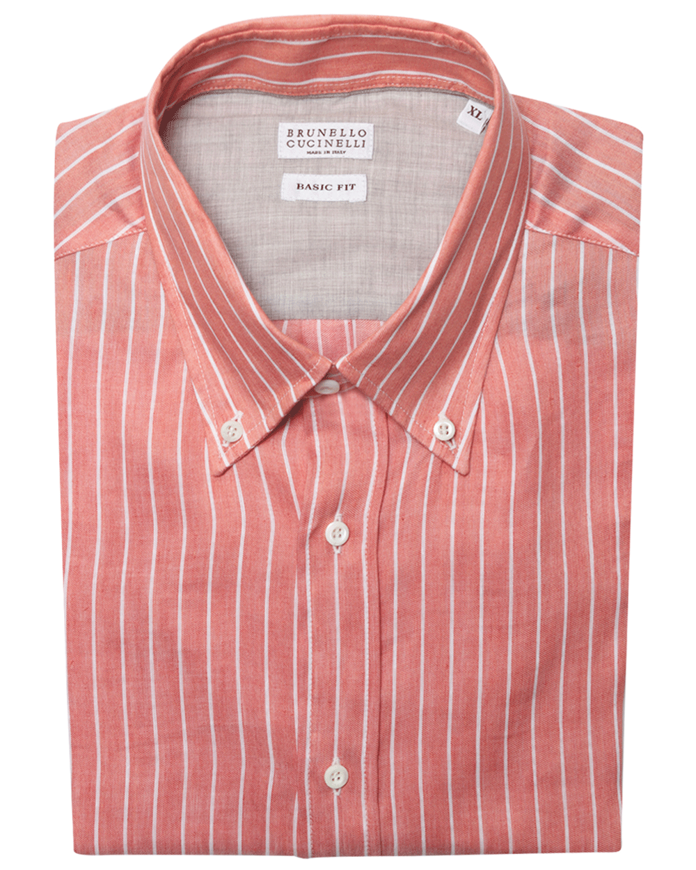 Arancio and White Striped Linen Blend Sportshirt