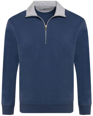 Azzurro Quarter Zip Cotton Sweatshirt