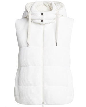 Bianco Cotton Paillette Hooded Vest