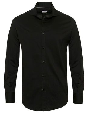 Black Chambray Basic Fit Jersey Shirt