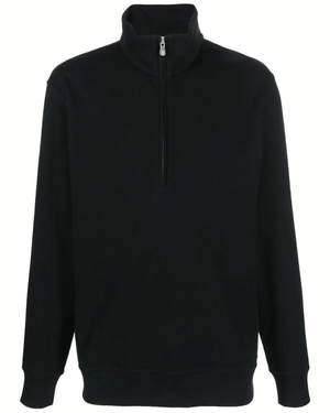 Black Cotton Blend Quarter Zip Sweater