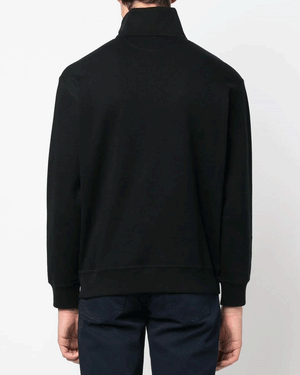 Black Cotton Blend Quarter Zip Sweater