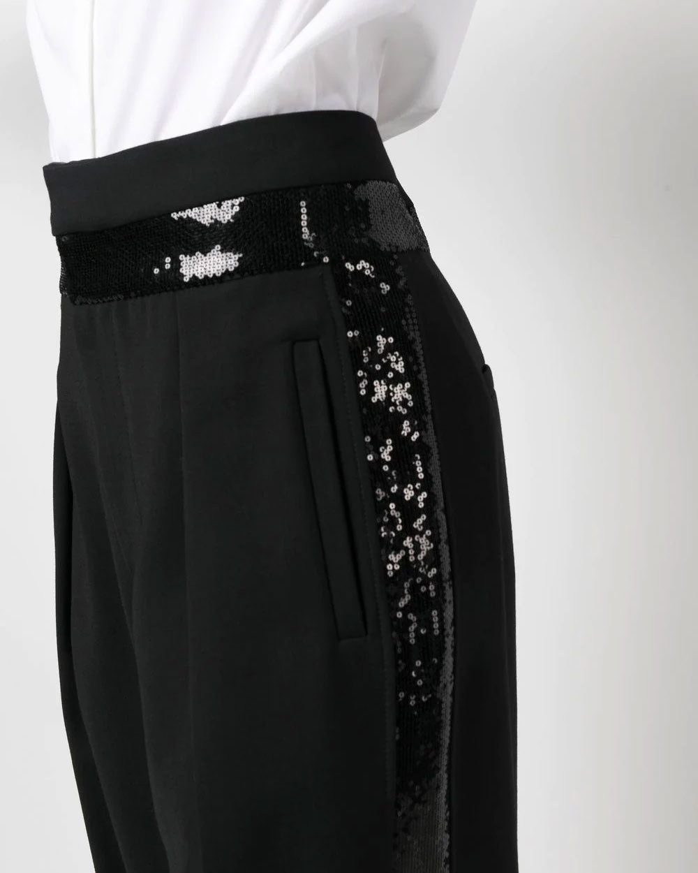 Black Paillette High Waist Trouser