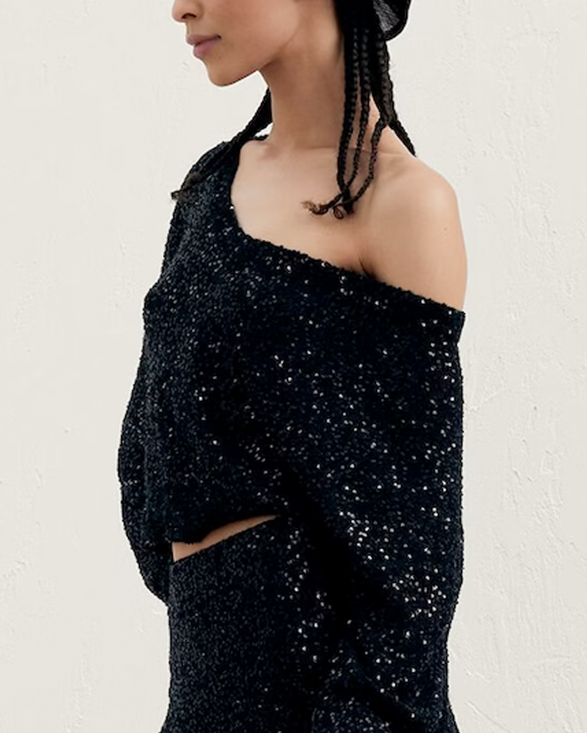 Black Paillette Sequin Long Sleeve Sweater