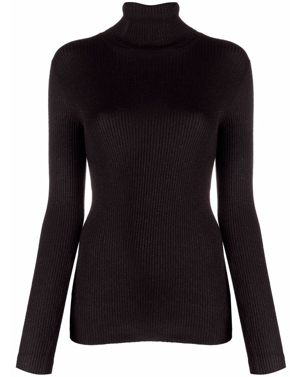 Black Ribbed Slim Fit Turtleneck Sweater