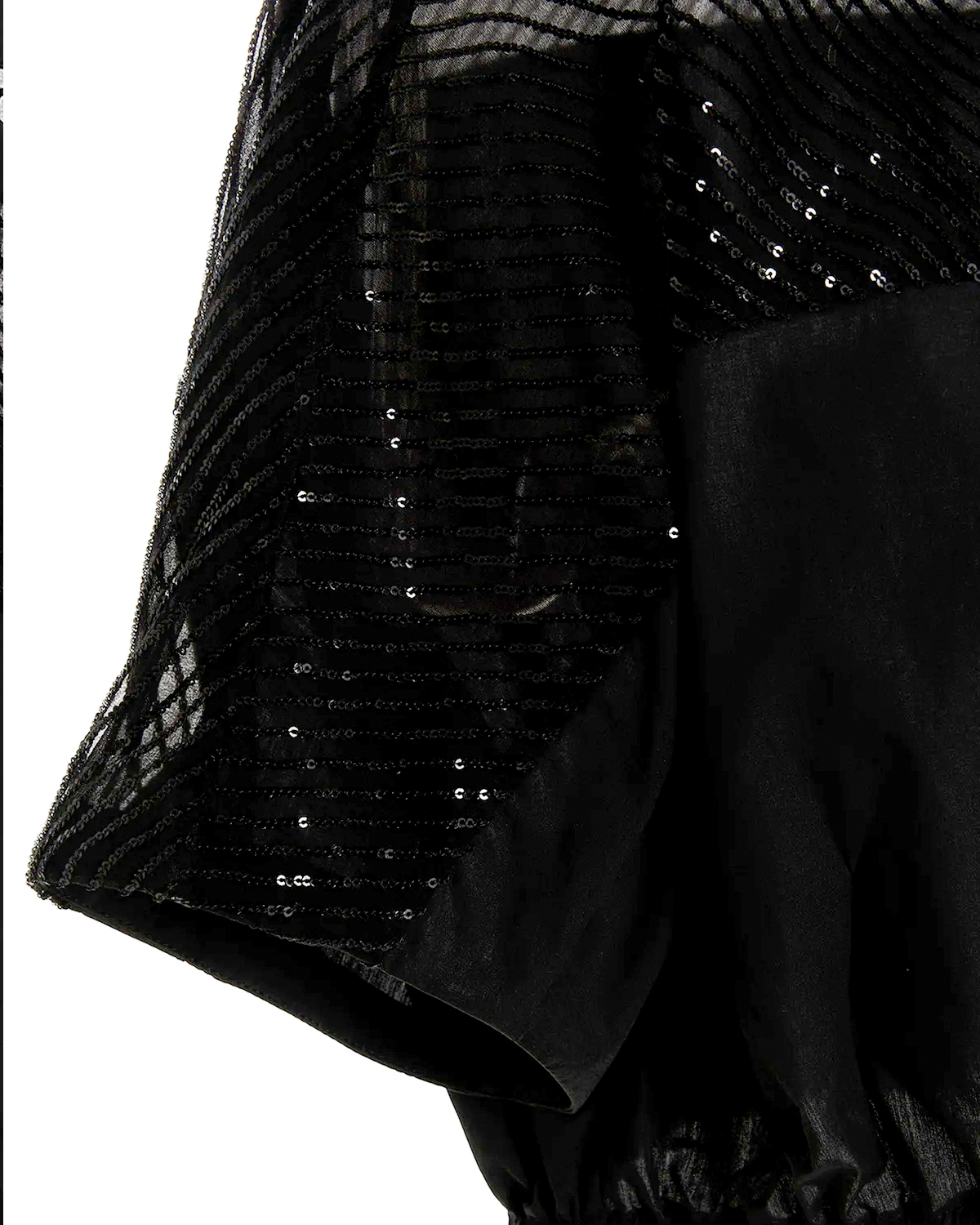Black Sequin Embellished Crop Blouse