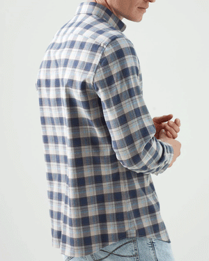 Blue and Camel Flannel Plaid Sport Shirt