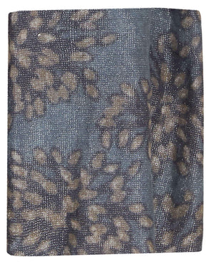 Blue Floral Print Cashmere Silk Lurex Scarf