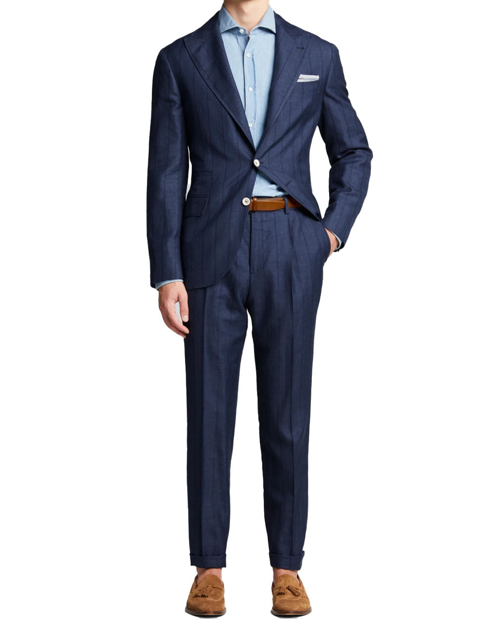 Brunello Cucinelli Blue Tonal Stripe Suit – Stanley Korshak