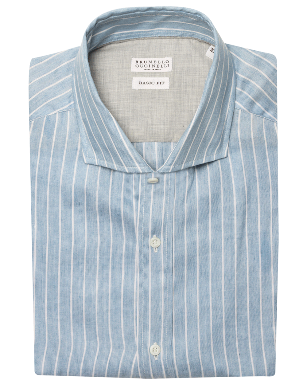 Blue and White Striped Linen Blend Sportshirt
