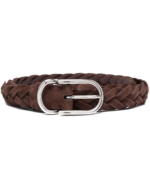 Braided Leather Belt in Castagno