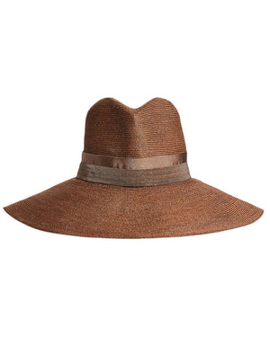 Brown Straw Monili Trim Hat