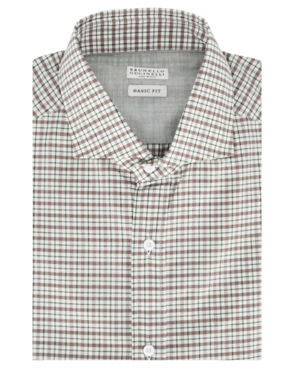 Brown and Green Plaid Cotton Shirt