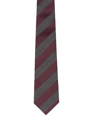 Burgundy and Charcoal Striped Tie