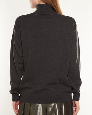 Charcoal Cashmere Turtleneck Sweater