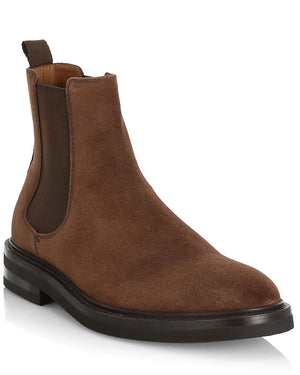 Dark Brown Suede Chelsea Ankle Boots