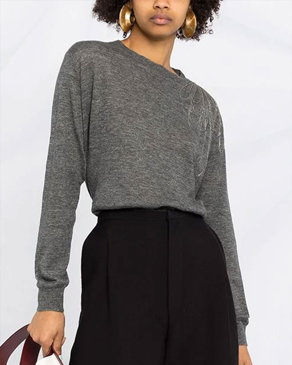 Dark Grey Monili Shoulder Sweater