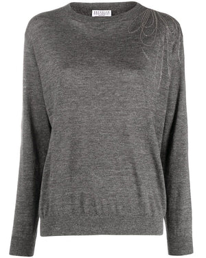 Dark Grey Monili Shoulder Sweater