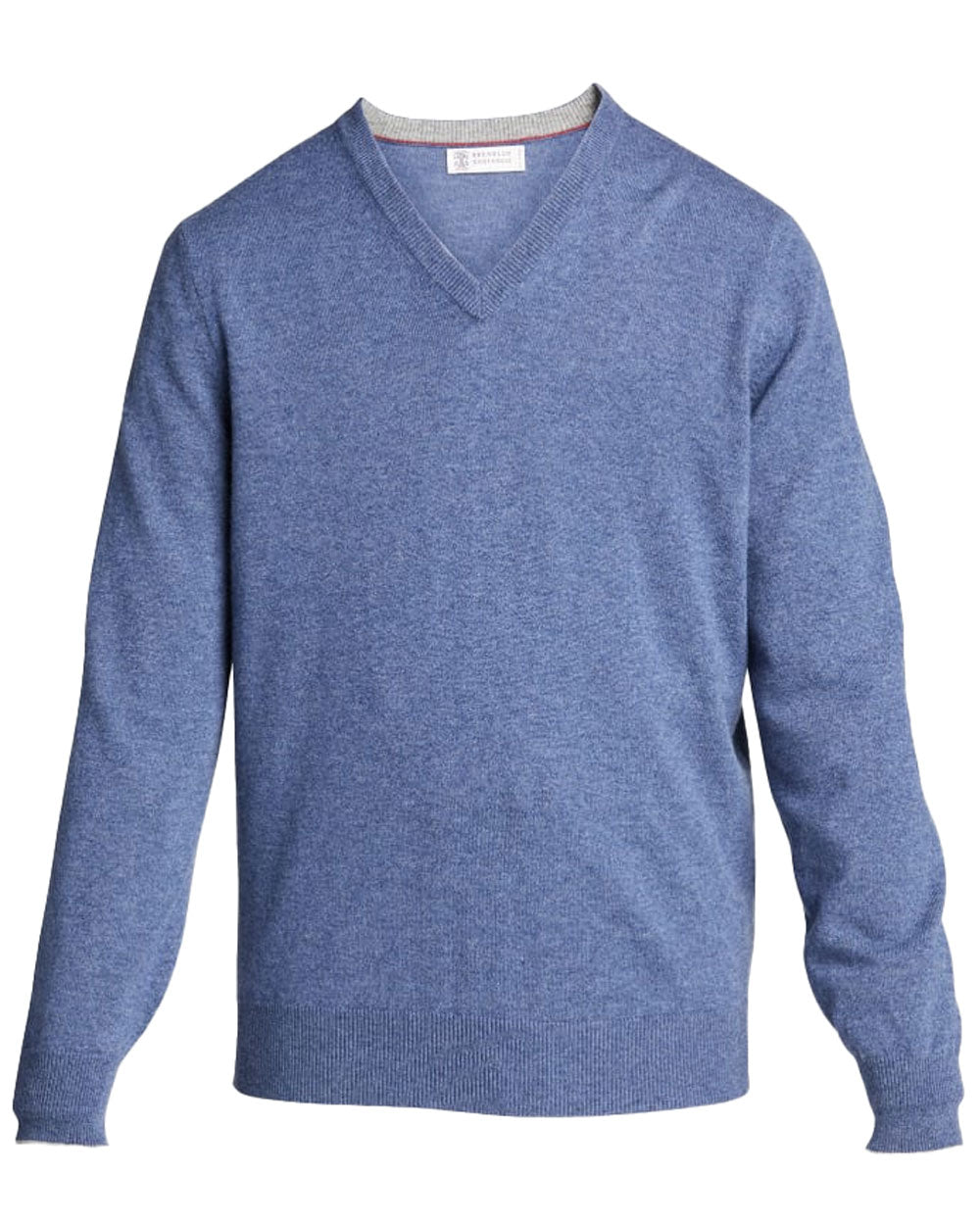 Denim Blue Cashmere V Neck Sweater