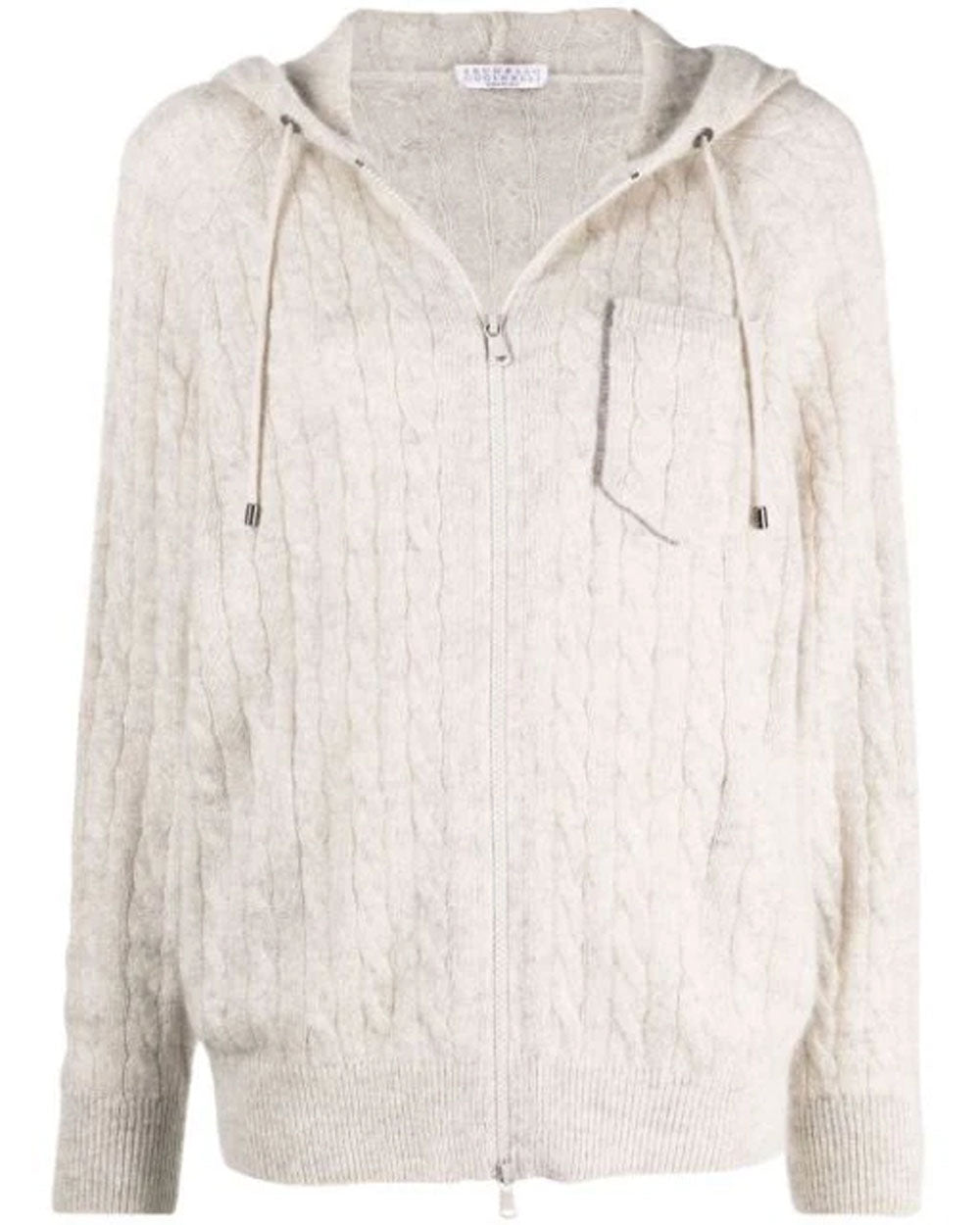 Gravel Sparkling Cable Knit Zipped Cardigan