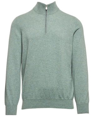 Green Cashmere Half-Zip Sweater