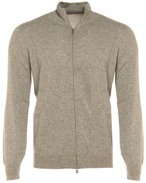 Grey Cashmere Full Zip Sweater