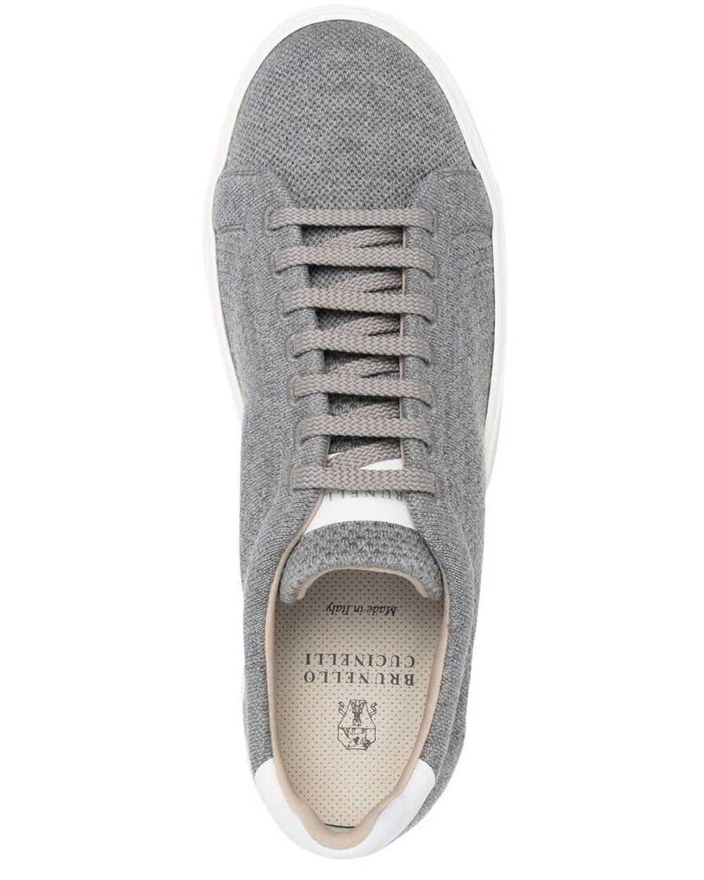 Grey Perforated Wool Knit Low Top Sneakers