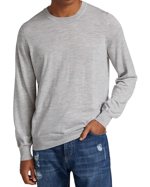Grey Wool and Cashmere Crewneck Sweater