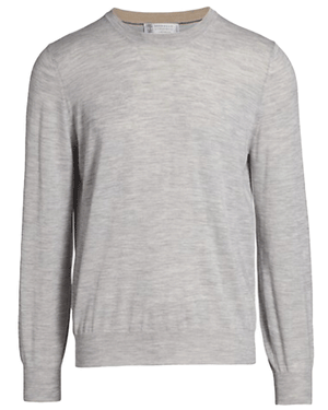 Grey Wool and Cashmere Crewneck Sweater