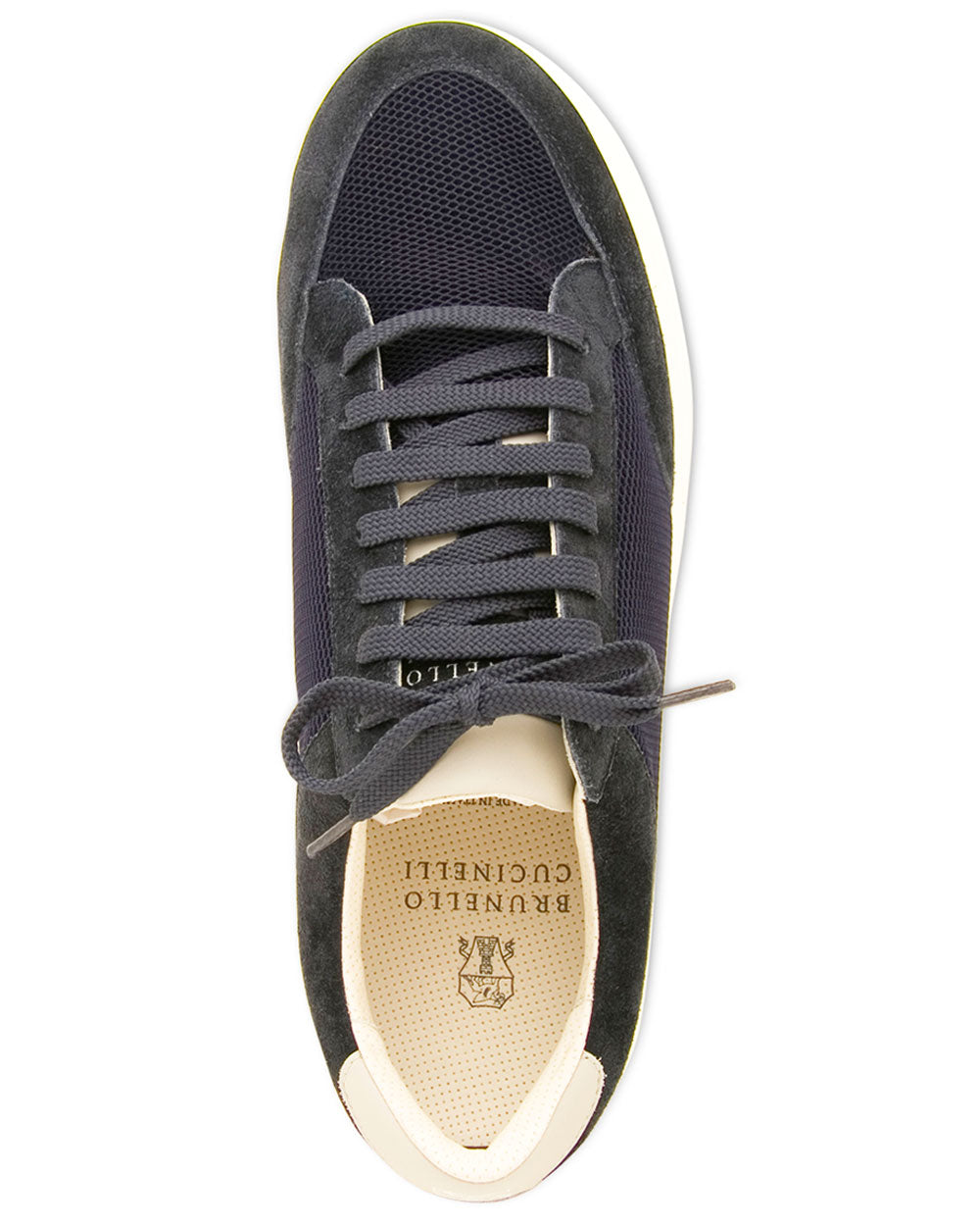 Knit and Suede Sneaker in Navy