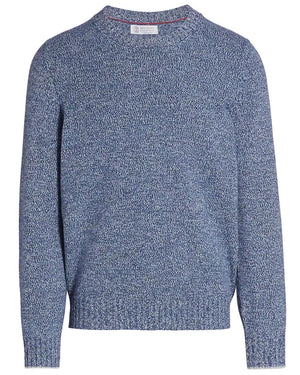 Melange Denim Blue Cashmere Blend Sweater