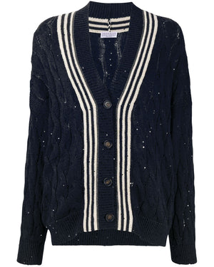 Midnight Paillette Cable Knit Cardigan