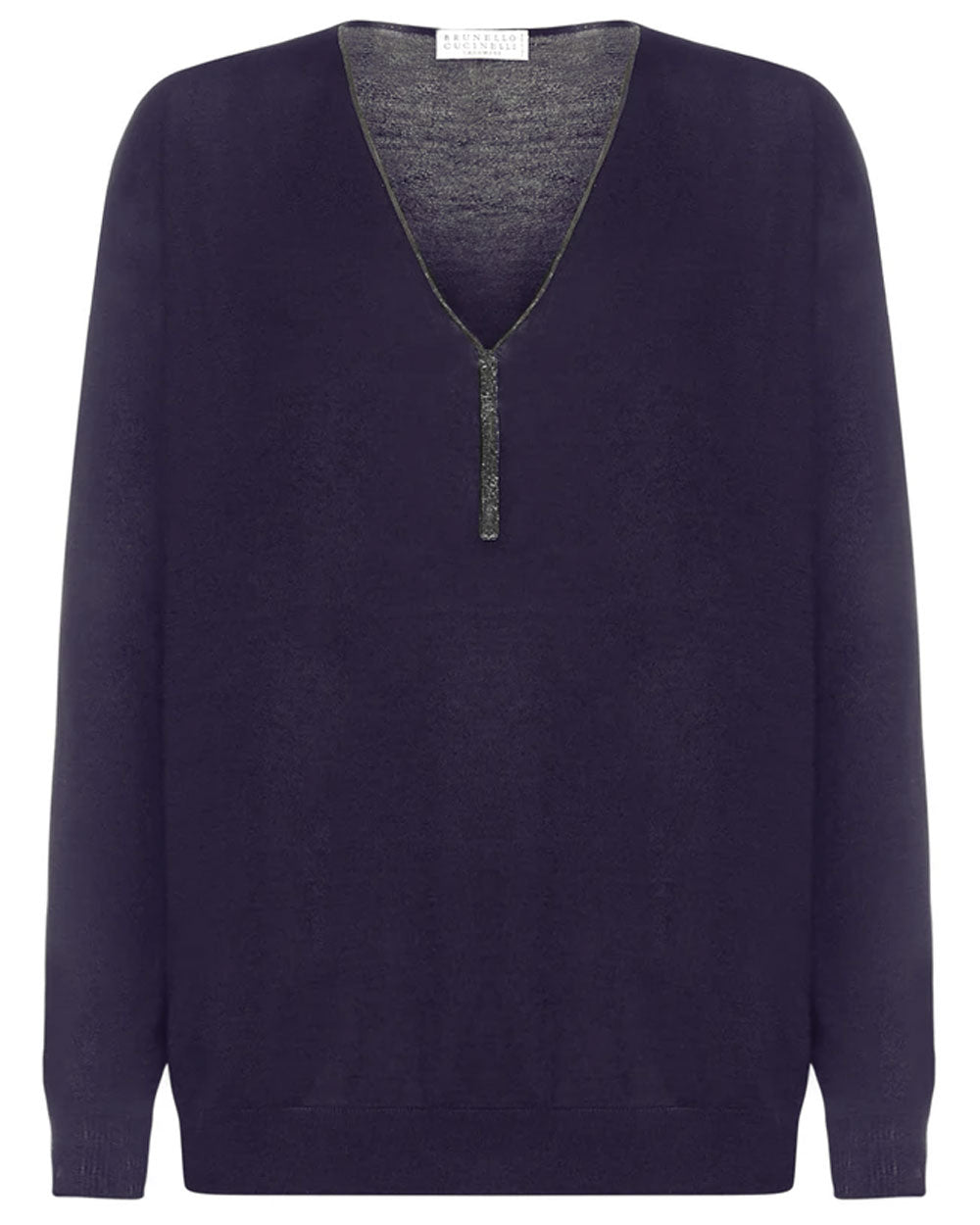 Midnight V-Neck Cashmere Silk Sweater