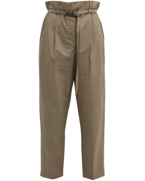 Military Crinkle Cotton Pleated Pant