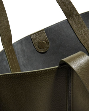 Military Leather Monili Trim Top Handle Bag