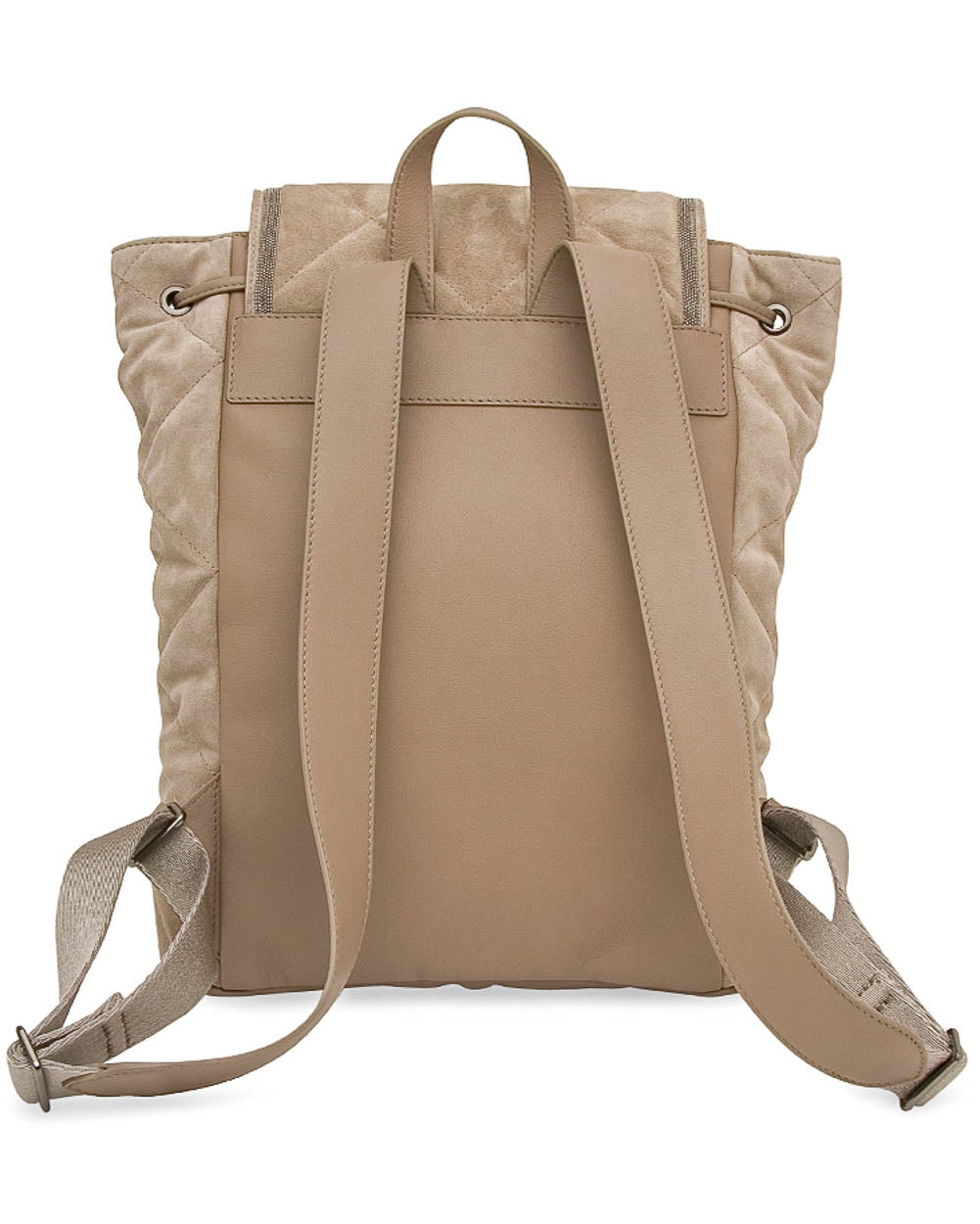 Monili embellished Quilted Backpack in Stone