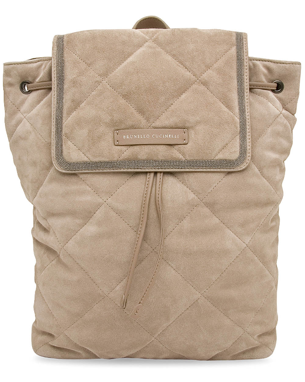 Monili embellished Quilted Backpack in Stone