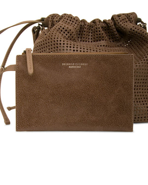 Mud Perforated Leather Bucket Bag