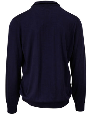 Navy Wool and Cashmere Full Zip Sweater