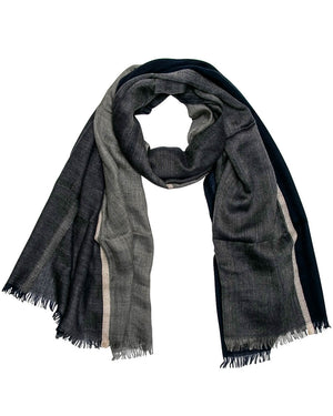 Navy Grey and Taupe Colorblock Scarf