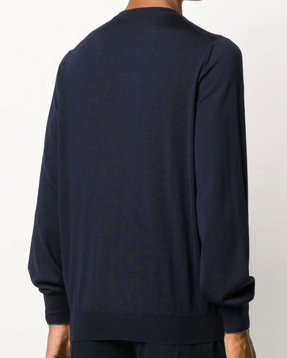 Navy Wool and Cashmere Crewneck Sweater